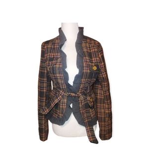Dollhouse S Plaid Jacket Coat Outerwear Woman Belted. Dimensions pit-pit…